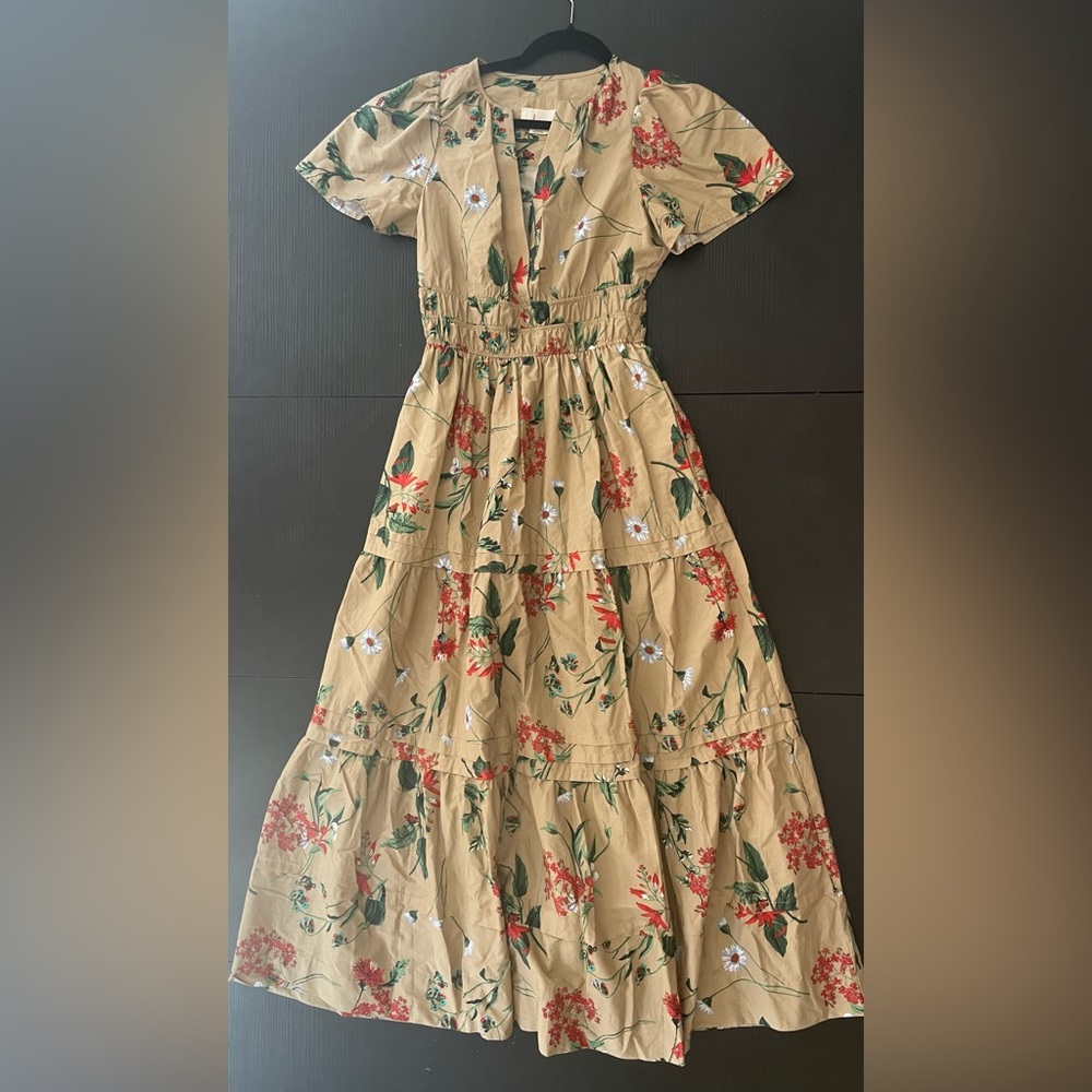Anthropologie Tan Floral Maxi Dress - Picture 4 of 4